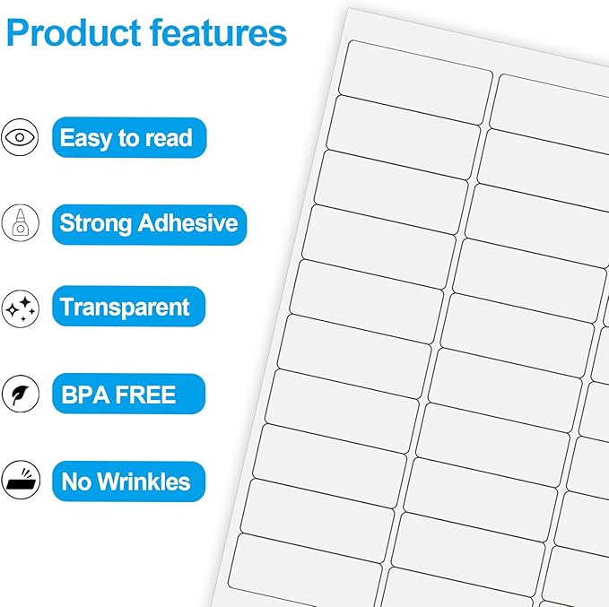 YEGAWEN Transparent Stickers Labels - 1" x 2-5/8" Clear Address Labels Mailing Stickers for Laser/Inkjet Printer 8.5"×11"- 20 Sheet/ 600 Label