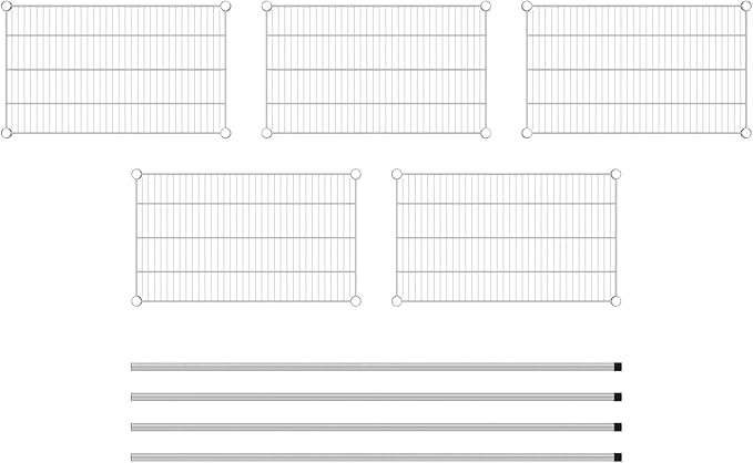 Commercial NSF Listed Chrome Stationary Wire Shelving Kit 18" x 30" x 64", with 5 Shelves Perfect for Warehouse, Walk-in Refrigerator, Freezer, Grocery Store, Restaurant, Dishroom