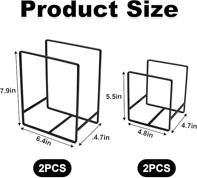 SIBAO 4 Pack Metal Plate Holder Organizer,4.7" and 6.3" Upright Dish Drying Racks for Cutting Board,Plates,Pots,and Pans