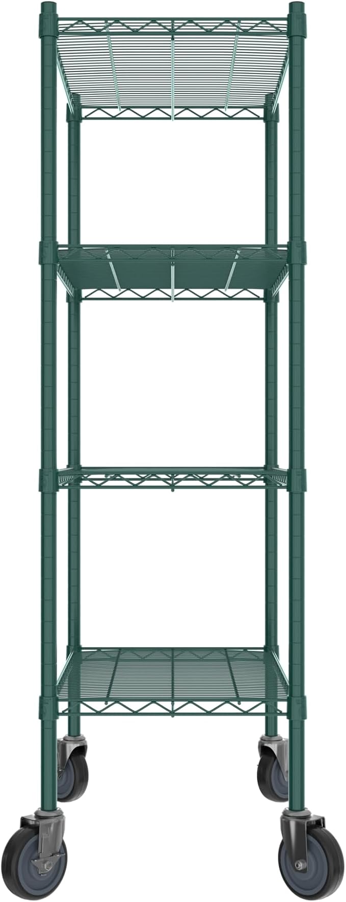 Commercial NSF Listed Green Epoxy Mobile Wire Shelving Kit 18" x 30" x 60", with 4 Shelves Perfect for Warehouse, Walk-in Refrigerator, Freezer, Grocery Store, Restaurant, Dishroom