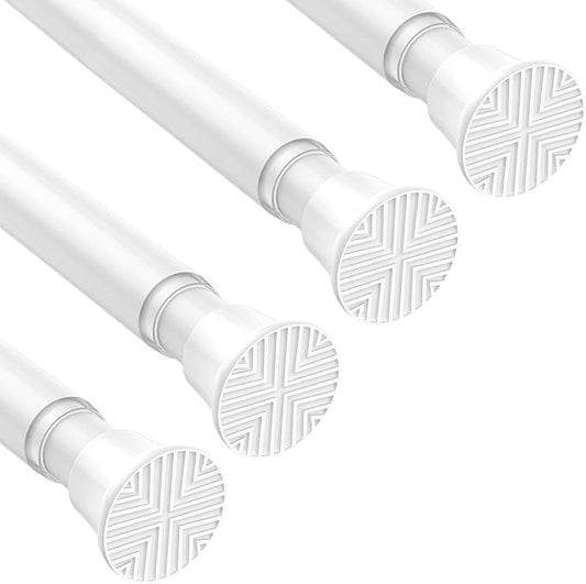 4Pack Spring Tension Curtain Rods 23 to 46 Inch,White Small Tension Rod Spring Curtain Rod No Drilling,Adjustable Short Curtain Rods for Window,Kitchen,Closet,Doorway