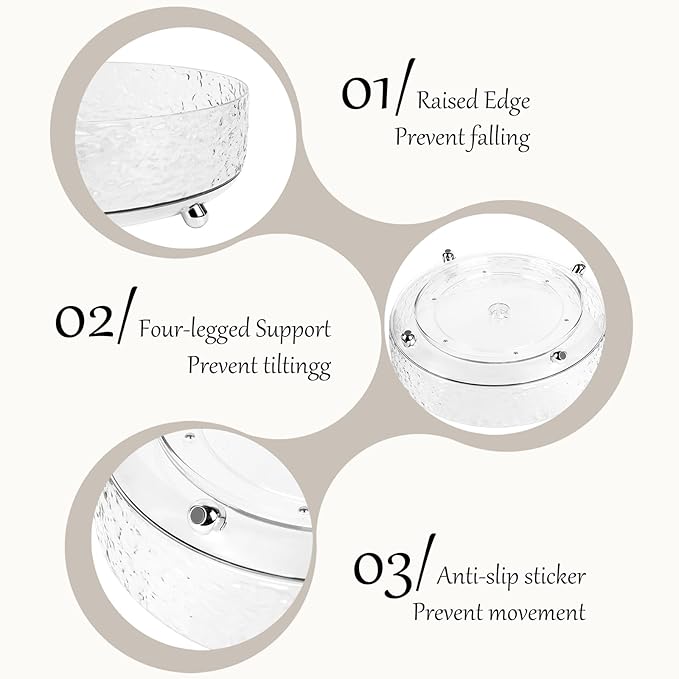 360° Rotating Makeup Organizer, 11'' Lazy Susan Perfume Organizer Tray, Spinning Skincare Cosmetics Storage Organizer for Vanity, Dresser and Bathroom Countertop (Clear)