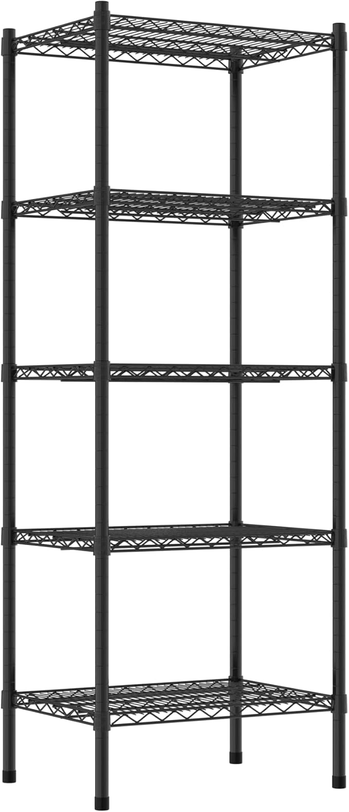 Commercial NSF Listed Black Epoxy Stationary Wire Shelving Kit 18" x 24" x 64", with 5 Shelves Perfect for Warehouse, Walk-in Refrigerator, Freezer, Grocery Store, Restaurant, Dishroom