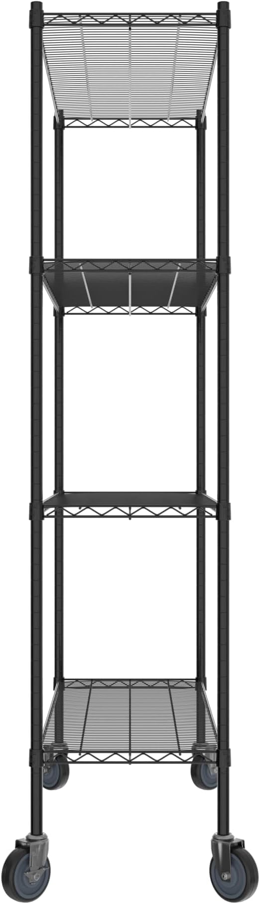 Commercial NSF Listed Black Epoxy Mobile Wire Shelving Kit 18" x 48" x 80", with 4 Shelves Perfect for Warehouse, Walk-in Refrigerator, Freezer, Grocery Store, Restaurant, Dishroom