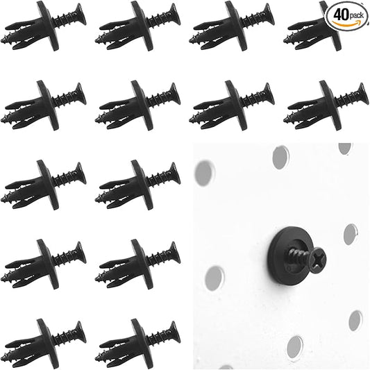 G.CORE Pegboard Peg Hooks Accessories - 40 Set Pegs with Inserts and Screw Fit 1/4 Pegboards Multi-Functional for Hanging and Mounting - Utility Tool Hanger Organizers (Small Size)