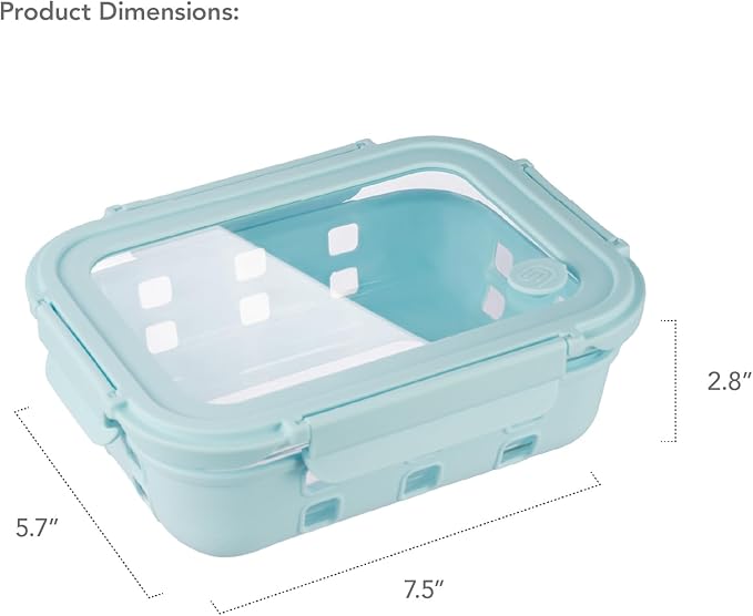 GENICOOK 4.4 Cup Glass Food Storage Containers, 5-Pack – Airtight Meal Prep Containers with Non-Slip Sleeve & Tempered Glass Lids, BPA-Free, Leakproof, Stackable