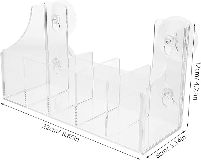 ABOOFAN Refrigerator Suction Cup Storage Rack Clear Acrylic 5-Compartment Organizer for Fridge Door Kitchen Bathroom Drink and Snack Holder