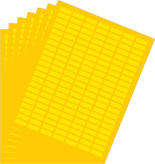 Small Labels Printable Sticker Paper Sheets for Injket Printers in Yellow, Small Printing Labels 1 inch x 0.375 inch for Laser Printers with Template Included, 7 Full Sheets - 1078 Pack
