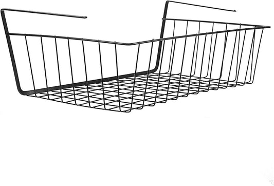 COHEALI under Shelf Hanging Wire Basket Organizer, Black Iron Pantry Storage Rack, Removable Cabinet Shelf Basket for Kitchen and Closet Organization