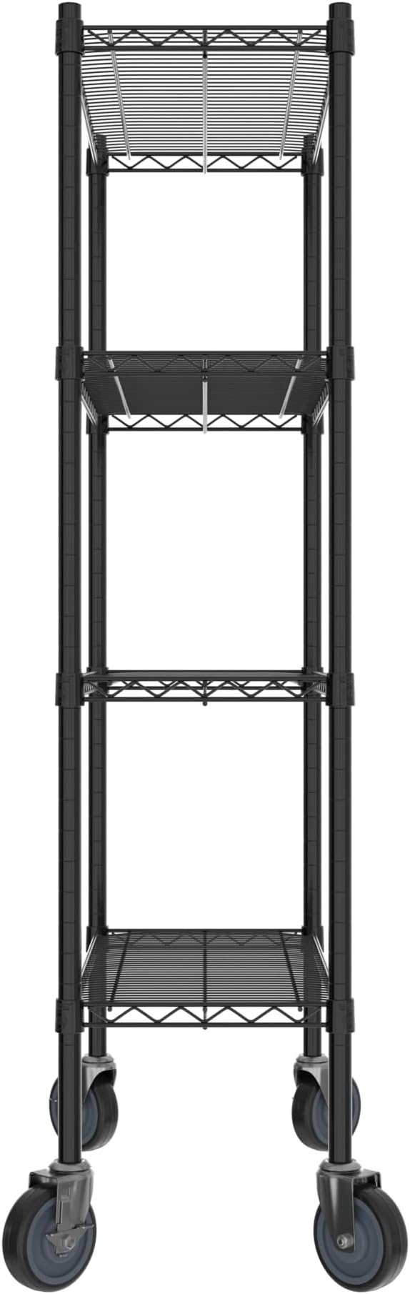 Commercial NSF Listed Black Epoxy Mobile Wire Shelving Kit 14" x 30" x 60", with 4 Shelves Perfect for Warehouse, Walk-in Refrigerator, Freezer, Grocery Store, Restaurant, Dishroom