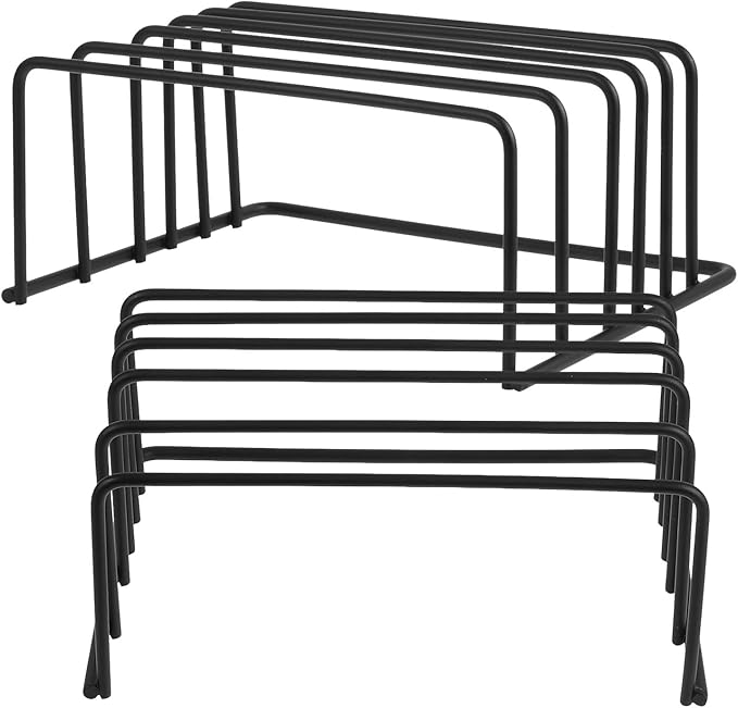 SUPVOX 2pcs Kitchen Storage Rack for Cabinet – Metal Pan Lid Rack and Vertical Plate Organizer Stand with Cutting Board Holder, Multi-functional Kitchen Organizer for Pot Covers and Dish