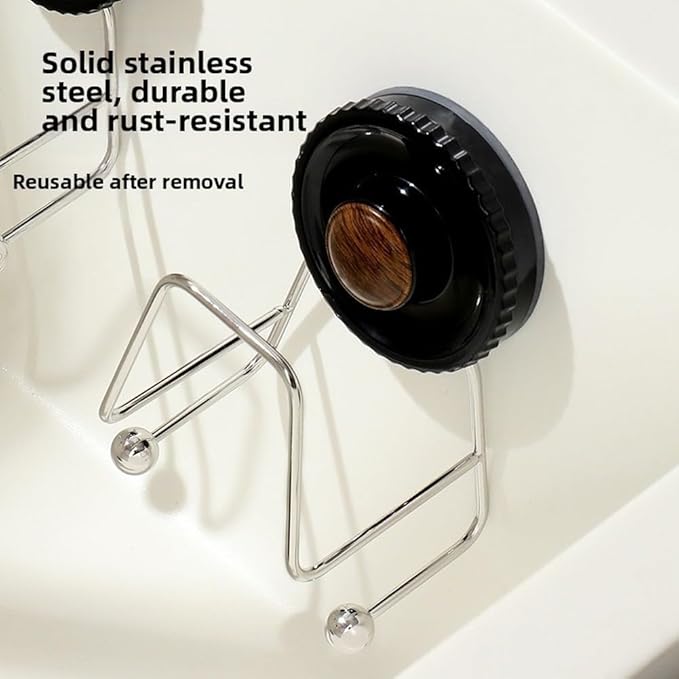 Deskbloom Suction Cup Sponge Holder Wall Mount Stainless Steel Kitchen Sink Organizer with Drain Rack for Sponges Brushes and Dish Cloths,