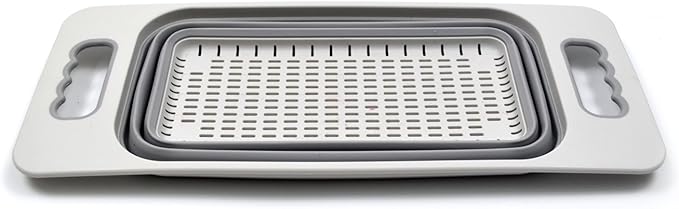 SAMMART Over The Sink Rectangular Colander (Grey)