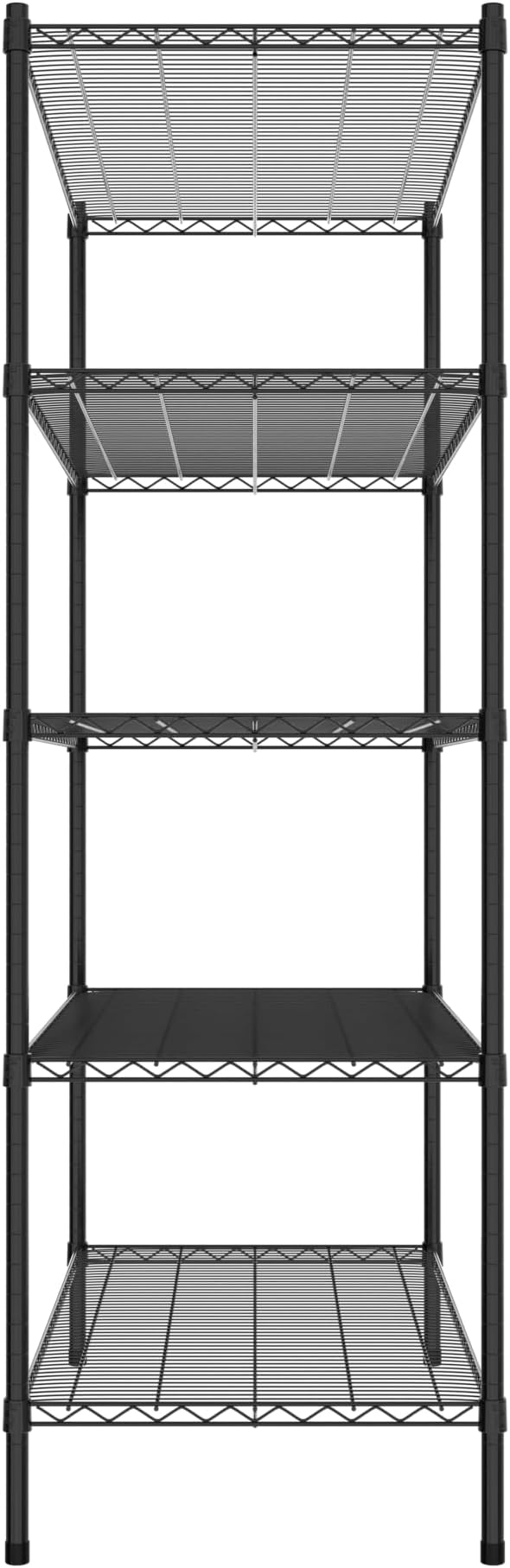Commercial NSF Listed Black Epoxy Stationary Wire Shelving Kit 24" x 48" x 74", with 5 Shelves Perfect for Warehouse, Walk-in Refrigerator, Freezer, Grocery Store, Restaurant, Dishroom