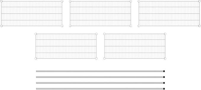 Commercial NSF Listed Chrome Stationary Wire Shelving Kit 18" x 42" x 86", with 5 Shelves Perfect for Warehouse, Walk-in Refrigerator, Freezer, Grocery Store, Restaurant, Dishroom