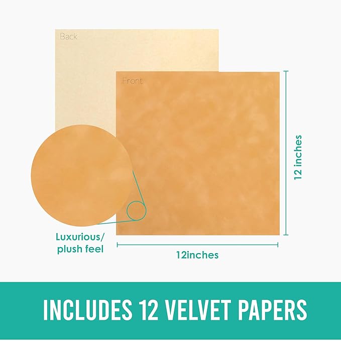 S.E.I Honey Velvet Paper, Felt Fabric For Drawer and Jewelry Box Liner, 12" x 12" - 12 Sheets