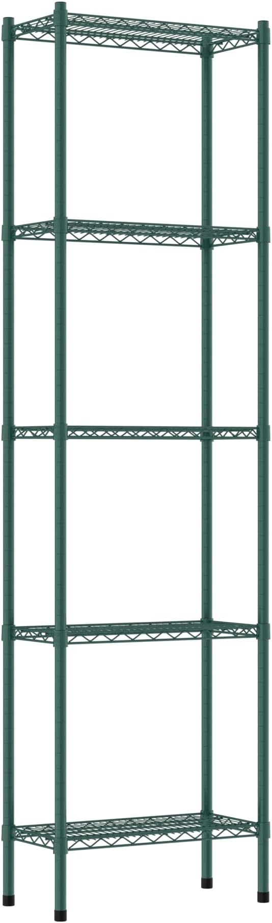 Commercial NSF Listed Green Epoxy Stationary Wire Shelving Kit 12" x 24" x 86", with 5 Shelves Perfect for Warehouse, Walk-in Refrigerator, Freezer, Grocery Store, Restaurant, Dishroom