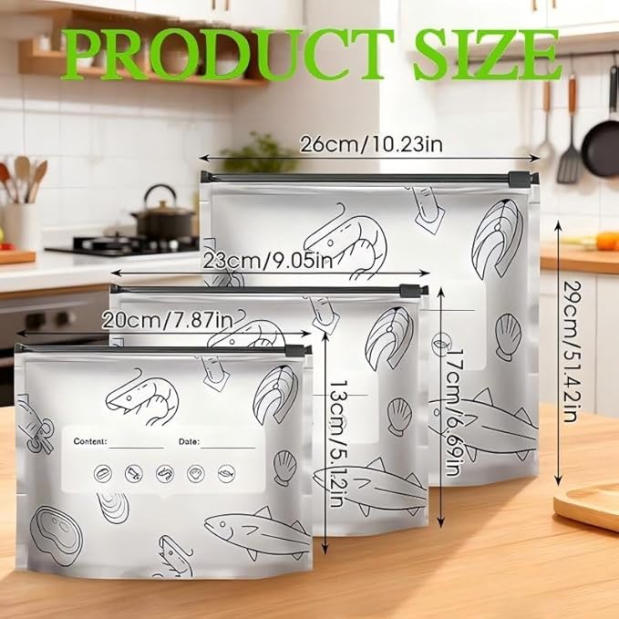 Reusable Aluminum Foil Sealable Storage Bags, 2026 New Resealable Vacuum Zipper Pouches for Food, Stand Up Foil Sealable Bags with Label and Zip Lock for Vegetable Fruit Meat (30PCS, Small)