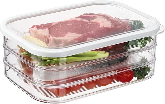 Bronkeeper Stackable Deli Meat Storage, 3-Tier Lunch Meat Container for Fridge – Dishwasher Safe, Clear Cold Cuts & Cheese Organizer with Lid, Meal Prep Meat Storage Containers for Refrigerator