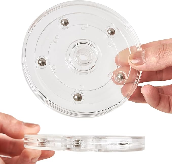4 inch Small Lazy Susan Turntable Acrylic Ball Bearing Rotating Tray for Spice Rack Table Cake Kitchen Pantry Decorating Bathrooms, 20-lb Load Capacity (360˚ Rotation) – Transparent