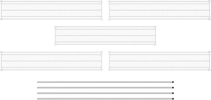 Commercial NSF Listed Chrome Stationary Wire Shelving Kit 14" x 72" x 96", with 5 Shelves Perfect for Warehouse, Walk-in Refrigerator, Freezer, Grocery Store, Restaurant, Dishroom