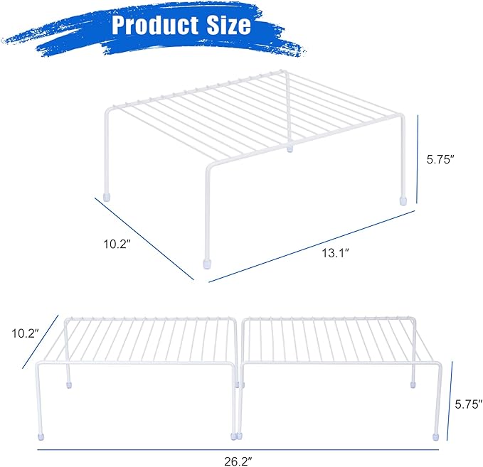 Medium (13.1 x 10.2 Inch) Cabinet Storage Shelf Rack, Shelves，Kitchen Counter and Cabinet Shelf, Storage Rack Organizer for Kitchen, Fridge, Cabinet, Bathroom Cupboard& Pantry (4, White) | Shelves, Kitchen, Fridge, Cabinet