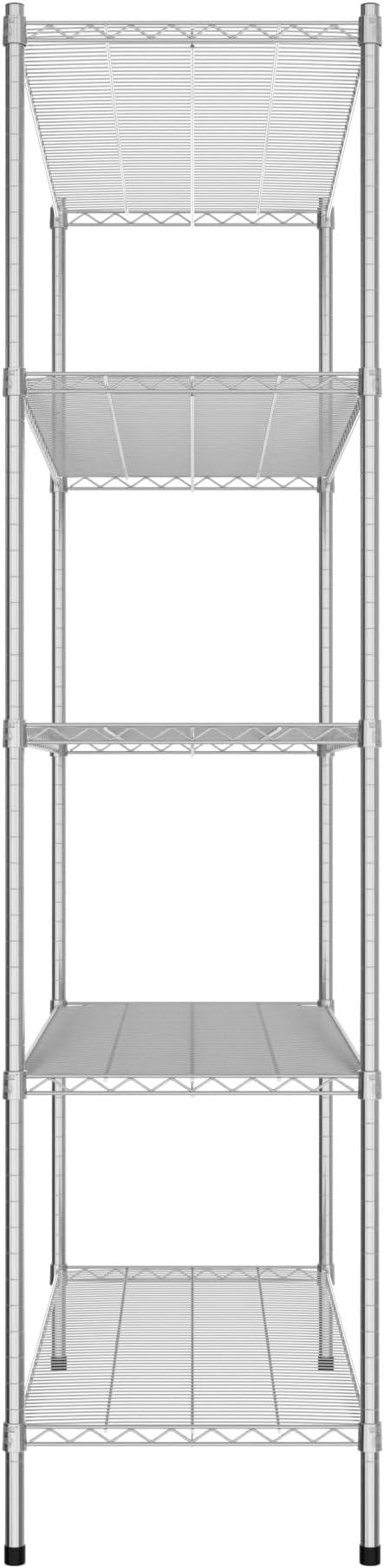 Commercial NSF Listed Chrome Stationary Wire Shelving Kit 21" x 54" x 86", with 5 Shelves Perfect for Warehouse, Walk-in Refrigerator, Freezer, Grocery Store, Restaurant, Dishroom