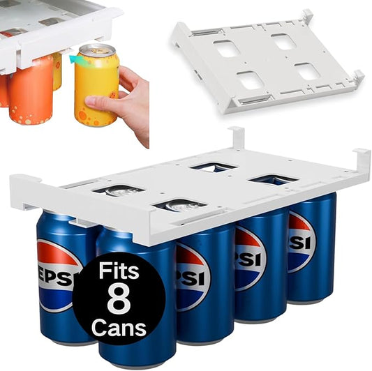 BOKKY Refrigerator Can Organizer, Fridge Drink Organizer Soda Can Organizer, Hanging Can Dispenser for Fridge, Space Saving Beverage Organizer for Refrigerator Under Shelf, Fits 8 Soda or Beer Cans