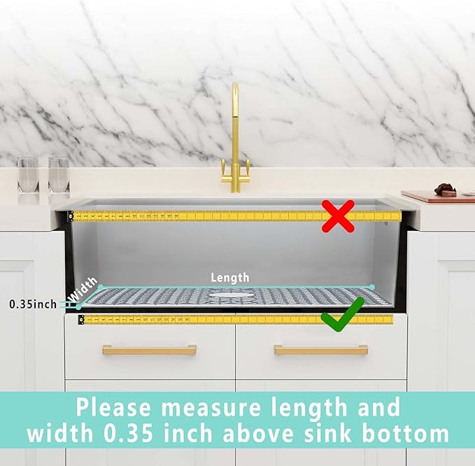 AWOKE Sink Protectors for Kitchen Sink, Kitchen Sink Protector Mat - 28.4"x15.2" Heat-Resistant Silicone Folding Non-Slip Mat for Stainless Steel Sink with Rear Drain (Grey)