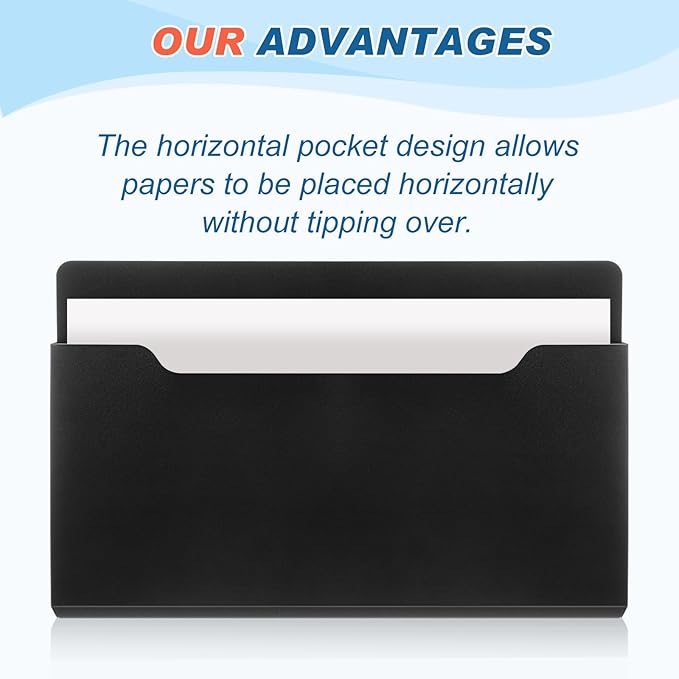 Fuutreo 6 Pcs Magnetic Wall File Organizer Magnetic Wall File Holder Refrigerator Magazine Holder for Mail Letters Paper(Black,8.3 x 13.8 Inch,Horizontal)