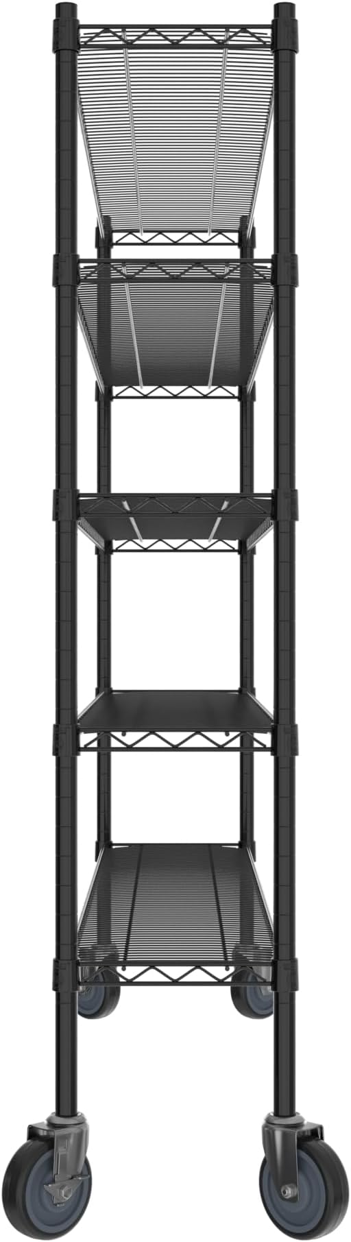 Commercial NSF Listed Black Epoxy Mobile Wire Shelving Kit 12" x 60" x 60", with 5 Shelves Perfect for Warehouse, Walk-in Refrigerator, Freezer, Grocery Store, Restaurant, Dishroom