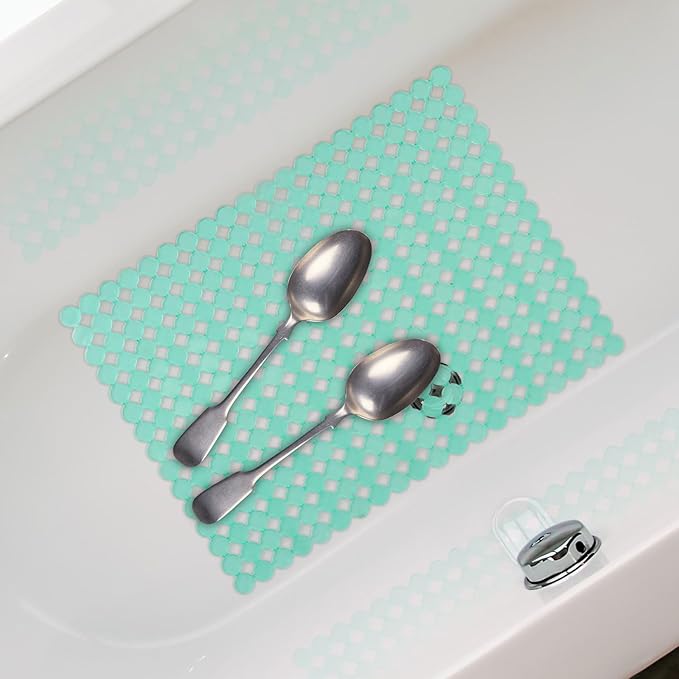 Qulable 2Pack Kitchen Sink Mat for Stainless Steel/Ceramic Sinks, PVC Eco-friendly Protectors for Bottom of Kitchen Sink, Adjustable, Fast Draining, Dots Design, 11.8x15.7 (Light Green)