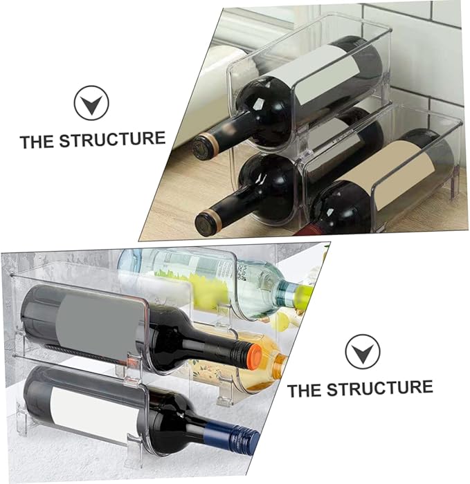 UKCOCO 2Pcs Stackable Drawer Style Wine Storage Bin Transparent Refrigerator Organizer for Bottles and Cans Vertical Display Stand for Wine Lovers and Drink Storage