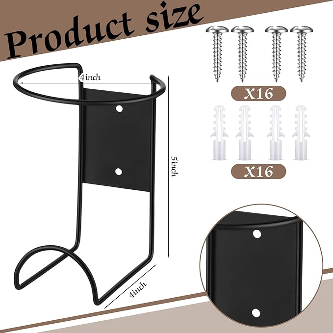 8 Pcs Spray Bottle Holder Wall Mount Heavy Duty Spray Bottle Rack Stainless Steel Storage Rack Garage Can Organizer Craft with Hardware (Black)