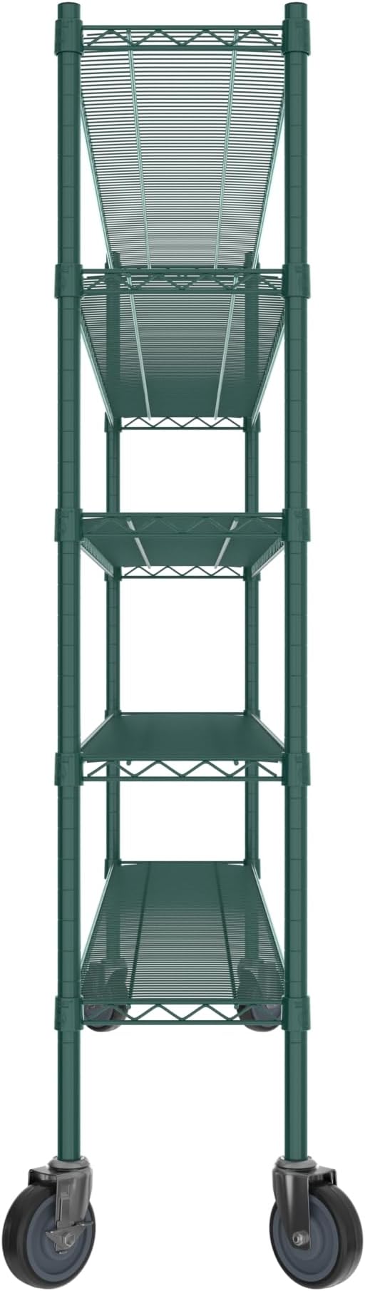 Commercial NSF Listed Green Epoxy Mobile Wire Shelving Kit 12" x 72" x 60", with 5 Shelves Perfect for Warehouse, Walk-in Refrigerator, Freezer, Grocery Store, Restaurant, Dishroom
