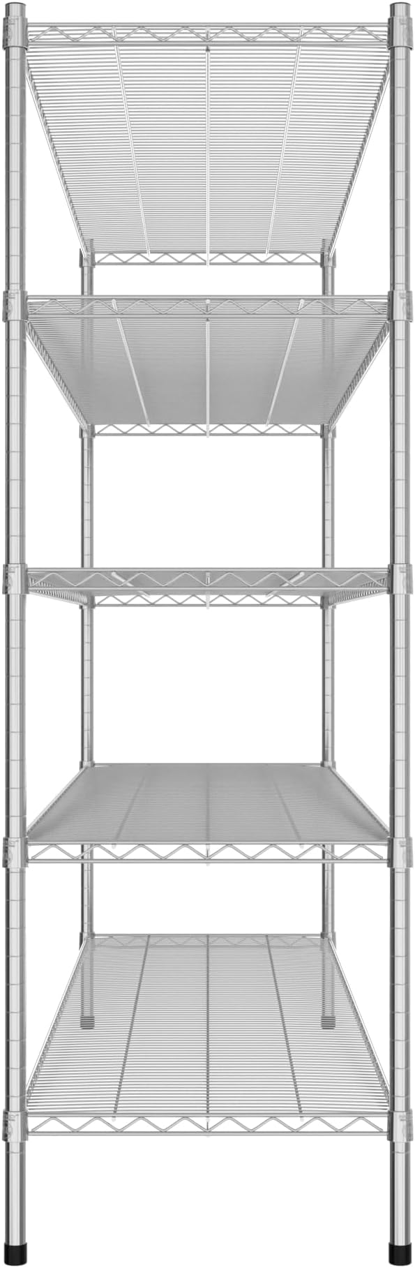 Commercial NSF Listed Chrome Stationary Wire Shelving Kit 21" x 72" x 64", with 5 Shelves Perfect for Warehouse, Walk-in Refrigerator, Freezer, Grocery Store, Restaurant, Dishroom