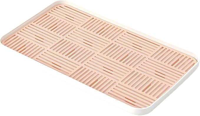 WUCYLKA Kitchen Sink Organizer Sink Caddy, Plastic Sponge & Soap Holder with Double-Layer Drain Rack – Countertop Sink Tray for Sponge, Soap, Dish Brush, Cup, and Wire Scrubber(Pink Plus)