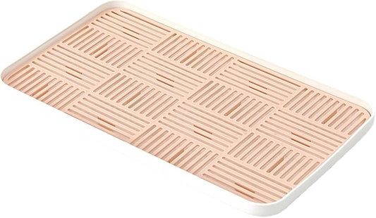 WUCYLKA Kitchen Sink Organizer Sink Caddy, Plastic Sponge & Soap Holder with Double-Layer Drain Rack – Countertop Sink Tray for Sponge, Soap, Dish Brush, Cup, and Wire Scrubber(Pink Plus)