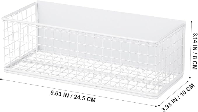 AUTSUPPL Magnetic Spice Rack Hanging Storage Organizer Large White Magnetic Fridge Basket Rack for Refrigerator Side Wall