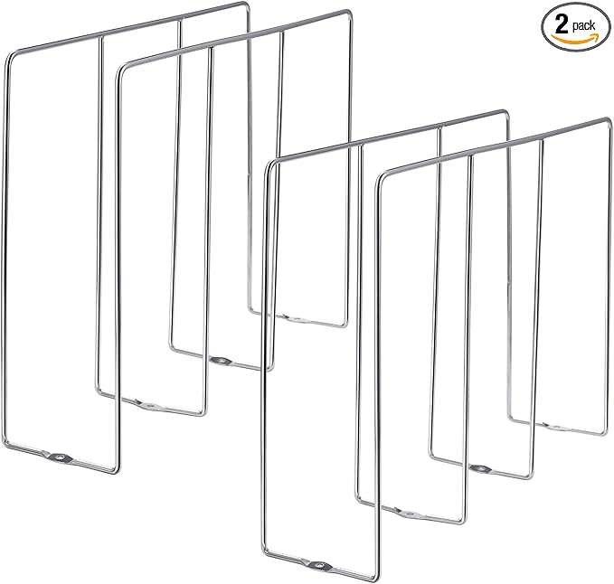 Blulu U Shaped Cookie Sheet Organizer for Cabinet Baking Sheet Organizer Kitchen Cabinet Dividers Vertical Chrome Pan Rack Storage Wires Tray Dividers Face Opening of 3.5"(Silver,2 Pcs)