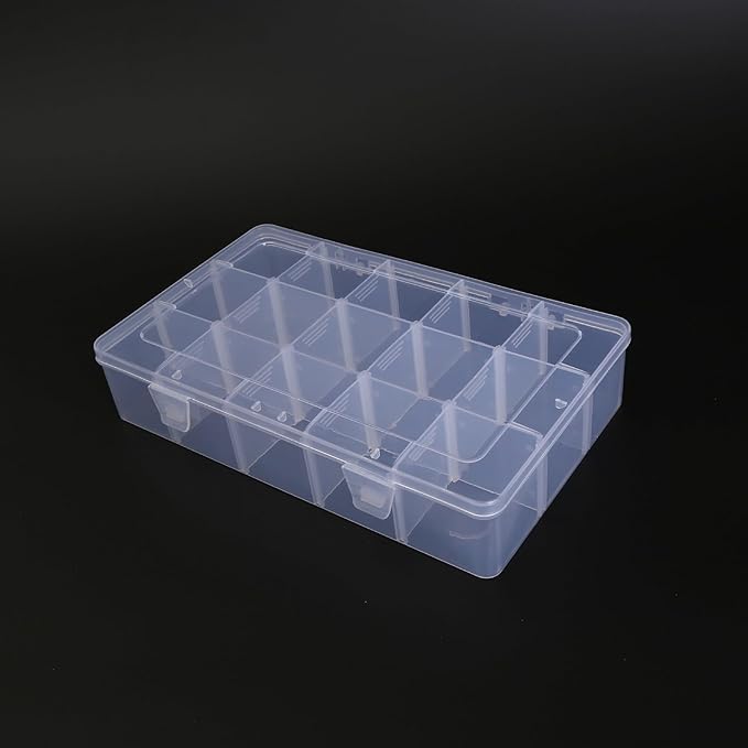 Kamay's Adjustable XL15 Compartment Slot Plastic Craft Storage Box Thick Hard Plastic Hobby Craft Storage Box Case With Snap Lock Ideal For Small Items…