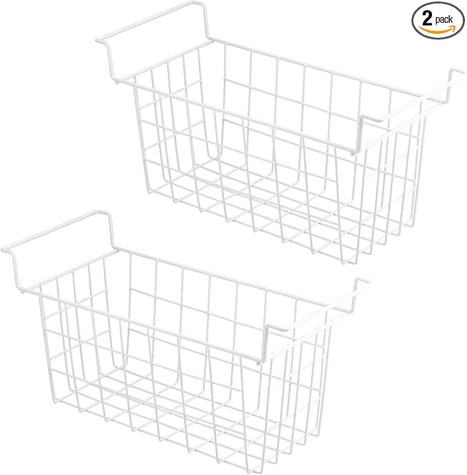 Homics Chest Freezer Baskets 17.5 Inch, Chest Freezer Organizer Bins Metal Wire Storage Baskets with Hanging Handles for Deep Freezer, Set of 2