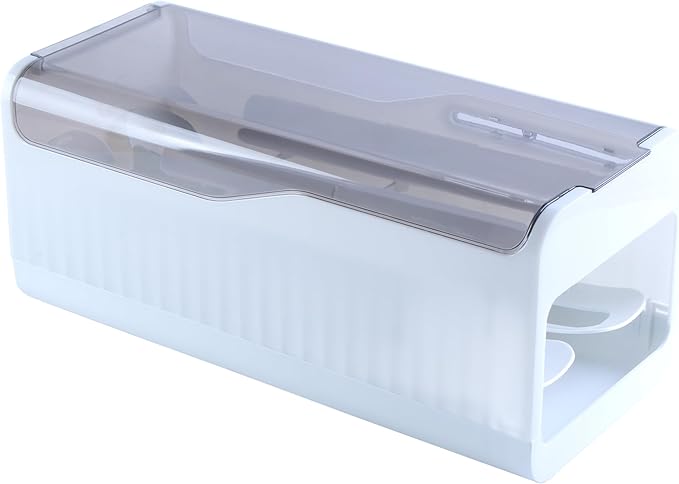 Sansam Egg Holder for Fridge, Automatic Rolling Egg Organizer for Refrigerator, Plastic Egg Container & Tray, Stackable Dispenser and Storage Bin with Sturdy Lid to Saving Space (Clear)