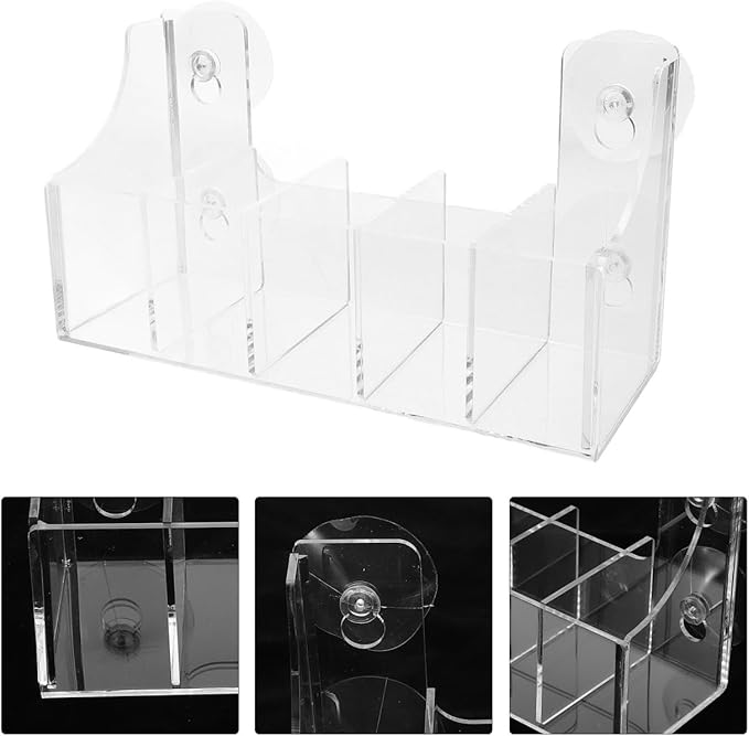 ABOOFAN Refrigerator Suction Cup Storage Rack Clear Acrylic 5-Compartment Organizer for Fridge Door Kitchen Bathroom Drink and Snack Holder