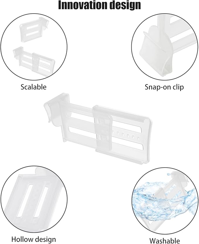 Refrigerator Dividers,Adjustable Plastic Organizer Tools,Fridge Door Retractable Snap-on Space Separators,Expandable Divide Plates,Kitchen Pantry Storage Gadget,Home Office Clear Tidy Supplies(8pcs)