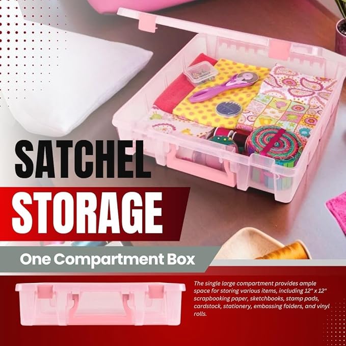 ArtBin 6955RK Super Satchel 1-Compartment Box, Art & Craft Organizer, 1-Pack, Translucent Blush