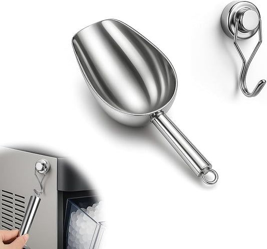 Stainless Steel Ice Scoop for Freezer with Magnetic Hook - Ice Scoop for GE Profile Opal 2.0 Nugget Ice Maker, for Kitchen Bar Party Accessories (3OZ)