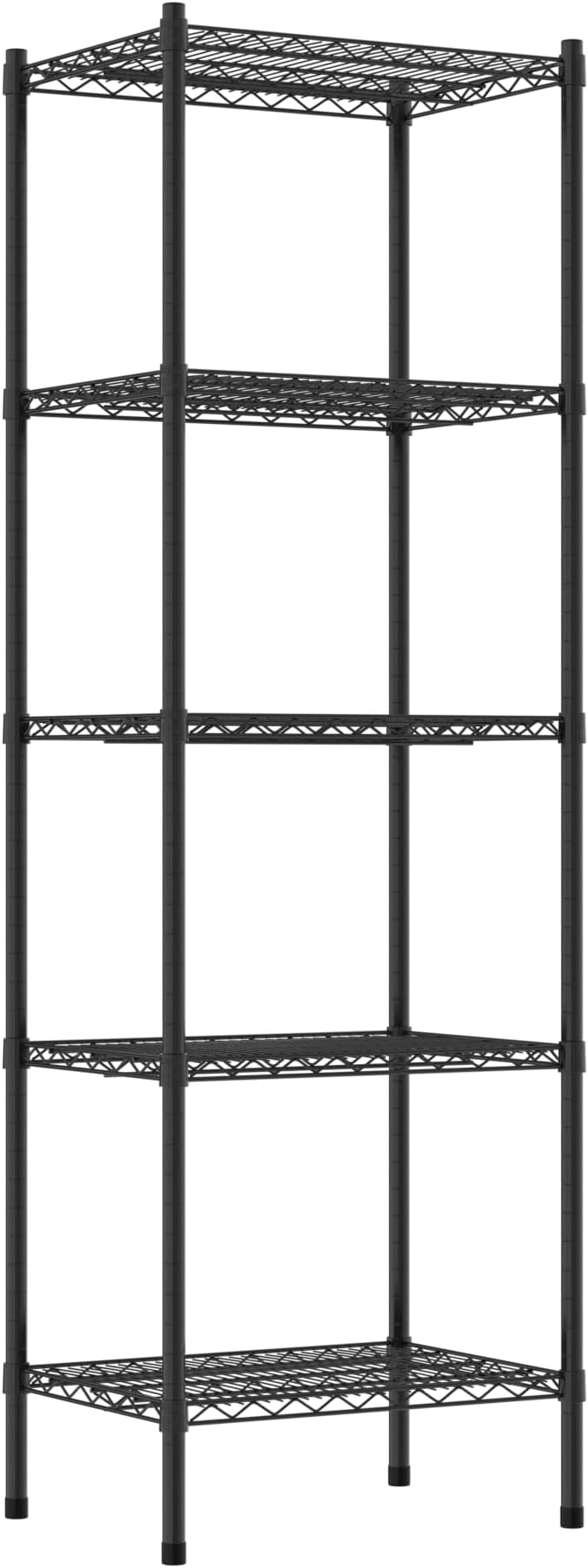 Commercial NSF Listed Black Epoxy Stationary Wire Shelving Kit 18" x 24" x 74", with 5 Shelves Perfect for Warehouse, Walk-in Refrigerator, Freezer, Grocery Store, Restaurant, Dishroom