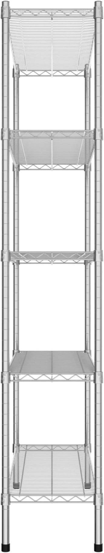 Commercial NSF Listed Chrome Stationary Wire Shelving Kit 14" x 42" x 74", with 5 Shelves Perfect for Warehouse, Walk-in Refrigerator, Freezer, Grocery Store, Restaurant, Dishroom