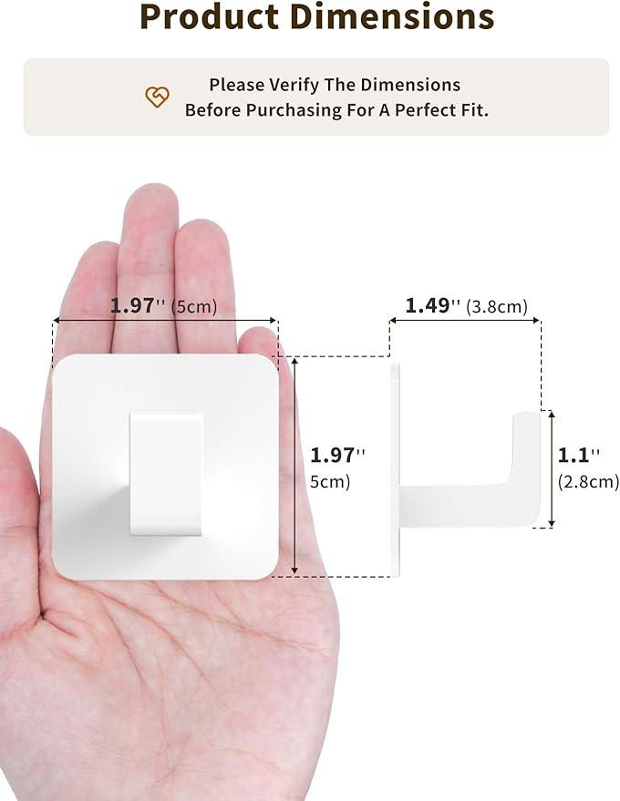 GWAAZXGZ Square Self Adhesive Towel Hooks - 4 Pack Matte White Metal Hooks, Right-Angle Design for Towels, Robes & Hats, Organize Bathroom, Kitchen, Entryway, Doors, Cabinets on Smooth Surfaces